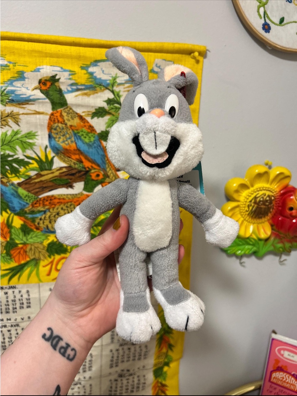 1992 Bugs Bunng Grey & White Bunny Plush Toy
